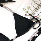 Sexy Halter Crystal Diamond Bikini 2025 Women Swimsuit Female Swimwear Two-pieces Bikini set Rhinestone Bather Bathing Suit Swim