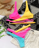 Sexy Splicing Cross Bandage Thong Bikini Female Swimsuit Women Swimwear Two Pieces Bikini Set Bathing Suit Swim Beach Wear Lady