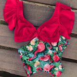 2024 New Bikini Set Women Ruffle Brazilian Bikini High Waist Flounce Biquini Swimwear Printed Maillot De Bain Summer Bath Suit