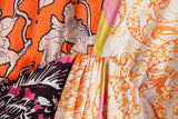 Foridol Paisley Print Batwing Sleeve Kimono Maxi Long Dress Floral Print Half Sleeve Boho Autumn Dress Orange Belt Slit Dress