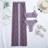New One shoulder Bikini 2025 Female Swimsuit Women Swimwear Three-pieces Bikini set Mesh Long Skirt Beach wear Bathing Suit Swim