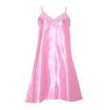 Women Ice Silk Cool Nightgown Pyjamas Sexy V Neck Sleepwear Nightwear