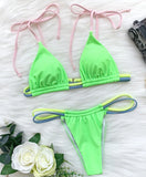 Sexy Mini Micro Thong Neon Bikini Women Brazilian Swimwear Female Swimsuit Two-pieces Bikini set High Cut Bathing Suit Swim Lady