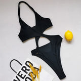 2025 Sexy High Cut Out Halter Female Swimwear One Piece Swimsuit Women Cross Bandage Monokini Bather Bathing Suit Swim Beachwear