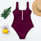 2026 Printed Zipper Swimsuit One Piece Sexy Swimwear Women Floral Bathers Bathing Swimming Swim Suit Female Beachwear
