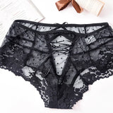 Big Size High Waist Womans Briefs Lingerie Perspective Floral Lace Strappy Panty Embroidery Dot Hot Underwear Women Sexy Panties