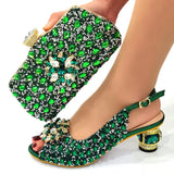 Doershow beautiful Italian Shoes And Bag Sets For Evening Party With Stones Italian Leather Handbags Match Bags! 1-1