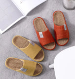 Breathable Flax Slippers Women Men Indoor Mute Slipper Anti-slip Lovers House Floor Shoes Soft  Ladies Summer Home Slides