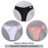 3Pcs/Set Women Cotton Panties Sexy V Waist Briefs T-Back Brazilian Underpants Female M-XL Underwear Girls Breathable Intimates