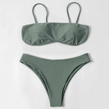 ZTVitality Solid Sexy Bikini 2022 New Arrival Padded Bra Mid Waist Swimsuit Women Swimwear Brazilian Bathing Suit Beach Wear S-L
