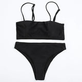 ZTVitality Solid Sexy Bikinis Push Up Bikini 2026 New Arrival Straps Padded Bra Mid Waist Swimsuit Solid Swimwear Women Biquini