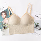 Women Bra Tank Crop Top Seamless Underwear Female Crop Tops U-shaped Back Sports Intimates Sexy Lingerie Padded Camisole Femme