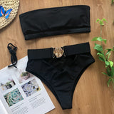 2026 Snake Printed Bandeau Bikini High Waist Swimsuit Women Vintage Swimwear Female Waist Belt Bikini Set Push Up Bathing Suit