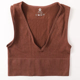 Deep V-Neck Crop Top 18 Colors Slim Fit Tank Stretchy Sleeveless Crop Vest Casual Ribbed Knit Top Low Cut Summer Camisole M-XL