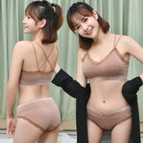 Gingham Lace Cross-Back Bralette Wireless Wrap Bra Sexy Lingerie Stretchy Beauty Cross Back Underwear Plaid Lace Trim Tube Bra