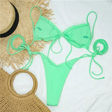 Sexy Printed Ruffled Frilled Thong Bikini Women Swimwear Female Swimsuit Two Pieces Bikini set Micro String Bathing Suit Swim