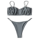 ZTVitality Folds Bikini Set 2022 New Arrival Solid Push Up Padded Bra Swimsuit Women's Beachwear Sexy Swimwear Brazilian Biquini