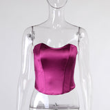 Women’s Sexy Exposed Navel Tube Tops Fashion Solid Color Off-the-shoulder Pullover Strapless Tops Wrap Tops