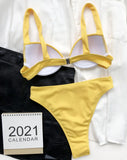 Sexy Ribbed Bra Cup High Waist Bikini Women Swimsuit Female Swimwear Two Pieces Bikini set Push Up Bather Bathing Suit Swim Lady
