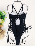 Splicing High Cut Out One Piece Swimsuit Women Tassel Swimwear Female Sexy Bathing Suit String Leopard Bikini 2025 Monokini Lady