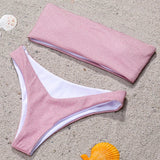 2025 Shiny Sparkling High Waist Bikini Women Bandeau Swimsuit Female Swimwear Two Pieces Bikini set High cut Bathing Suit Swim