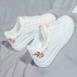 Woman shoes spring White comfortable Sneakers Breathable Flats Lace-up Flower woman Casual Shoes Zapatillas Mujer tyu789