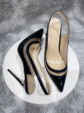 transparent PVC women's high heels, 12cm 10cm 8cm thin heels, no shoelaces, toe, Party disco shoes, black, size 33-45