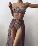 New One shoulder Bikini 2025 Female Swimsuit Women Swimwear Three-pieces Bikini set Mesh Long Skirt Beach wear Bathing Suit Swim