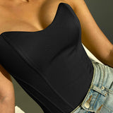 Women’s Sexy Exposed Navel Tube Tops Fashion Solid Color Off-the-shoulder Pullover Strapless Tops Wrap Tops