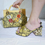 Doershow new come Matching Women Shoe and Bag Set Decorated green Nigerian Shoes and Bag Set Italy Shoes and Bag set 31-13