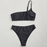 New One shoulder Bikini 2025 Female Swimsuit Women Swimwear Three-pieces Bikini set Mesh Long Skirt Beach wear Bathing Suit Swim