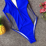 2025 Sexy Splicing Mesh Zipper Female Swimwear One Piece Swimsuit Women Monokini High Cut Bather Bathing Suit Swim Lady Bodysuit