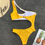 Asymmetric One shoulder Female Swimwear One piece swimsuit Women Monokini Bather Trikini High Cut Out Bathing Suit Swim Bodysuit
