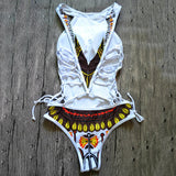 2025 African Dashiki Print One Piece Swimsuit Women High leg cut Swimwear Female Trikini Thong Monokini Brazilian Bathing Suit