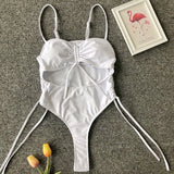 Splicing High Cut Out One Piece Swimsuit Women Tassel Swimwear Female Sexy Bathing Suit String Leopard Bikini 2025 Monokini Lady