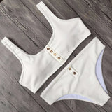 Sexy Sport Button Bikini 2025 Bandeau Swimwear Women Ribbed Swimsuit Female Two pieces bikini set Bathers Push Up Bathing Suit