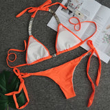 Sexy Halter Crystal Diamond Bikini 2025 Women Swimsuit Female Swimwear Two-pieces Bikini set Rhinestone Bather Bathing Suit Swim