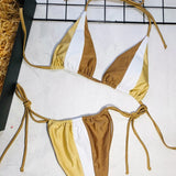 Splicing Leopard Mini Micro String Bikini Women Swimwear Female Swimsuit Two Pieces Bikini Set Halter Bather Bathing Suit Swim