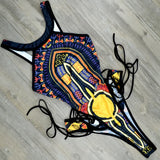 2025 African Dashiki Print One Piece Swimsuit Women High leg cut Swimwear Female Trikini Thong Monokini Brazilian Bathing Suit