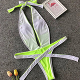2025 Deep V Female Halter Swimwear One Piece Swimsuit Women Backless Monokini High Cut Wrap Around Bathing Suit Swim Bodysuit