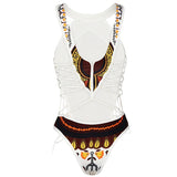2025 African Dashiki Print One Piece Swimsuit Women High leg cut Swimwear Female Trikini Thong Monokini Brazilian Bathing Suit