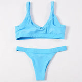 ZTVitality Sexy Bikini Solid Push Up 2019 Hot Sale Padded Bra Button Low Waist Thong Swimsuit Swimwear Women Biquini XL