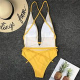 New 2025 Sexy Deep V Neck Wrap Around Female Swimwear One Piece Swimsuit Women Backless Monokini High Cut Bathing Suit Swim Lady