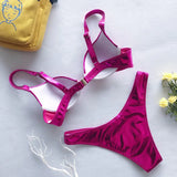 Shiny PU Faux Leather Bikini 2025 Push Up Swimsuit Women Swimwear Female Two-pieces Bikini set Bra Cup Bather Bathing Suit Swim