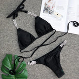 Halter Wrap Around Bikinis Diamond Bikini Women Swimsuit Female Swimwear Two Pieces Bikini Set Brazilian Bathing Suit Swim Lady