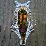 2025 African Dashiki Print One Piece Swimsuit Women High leg cut Swimwear Female Trikini Thong Monokini Brazilian Bathing Suit
