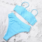 ZTVitality Sexy Bikinis Solid Push Up Bikini 2021 Hot Sale Padded Bra Straps High Waist Swimsuit Female Swimwear Women Biquini