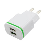 LED Light 2 USB Charger 2A EU US Fast Charging Wall Adapter for Iphone 8 8P 7 6 xiaomi redmi 4X note 4X 5 plus 5 note5a redmi 2a