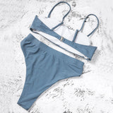 ZTVitality Sexy Bikinis Solid Push Up Bikini 2021 Hot Sale Padded Bra Straps High Waist Swimsuit Female Swimwear Women Biquini