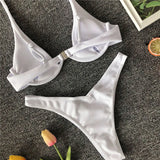 High Cut V-bar Underwired Bikini Women Swimsuit Female Micro Thong Swimwear Two-pieces Bikini Set Push Up Bathing Suit Swim Lady